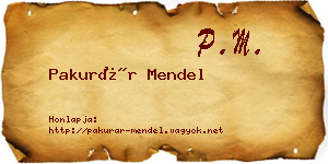 Pakurár Mendel névjegykártya